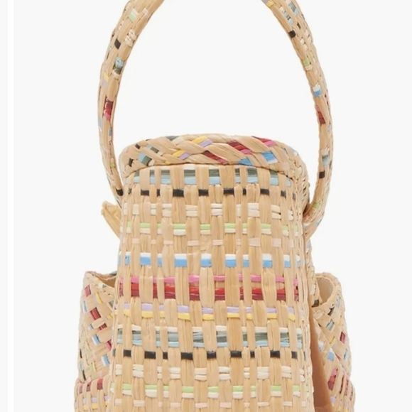 🤍🔸️Dolce Vita🔸️ Tan Platform Sandals with Floral Pastel Multi Raffia Size 8.5 - Picture 4 of 6